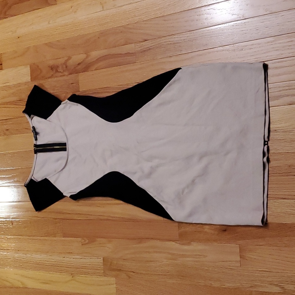 Express Form Flattering Cream & Black Dress